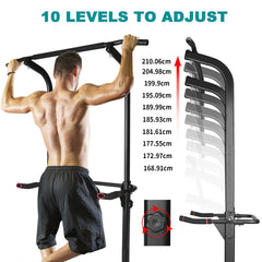 10-stufige Höhenverstellung der Klimmzugstange von 168,9 cm bis 210,1 cm.