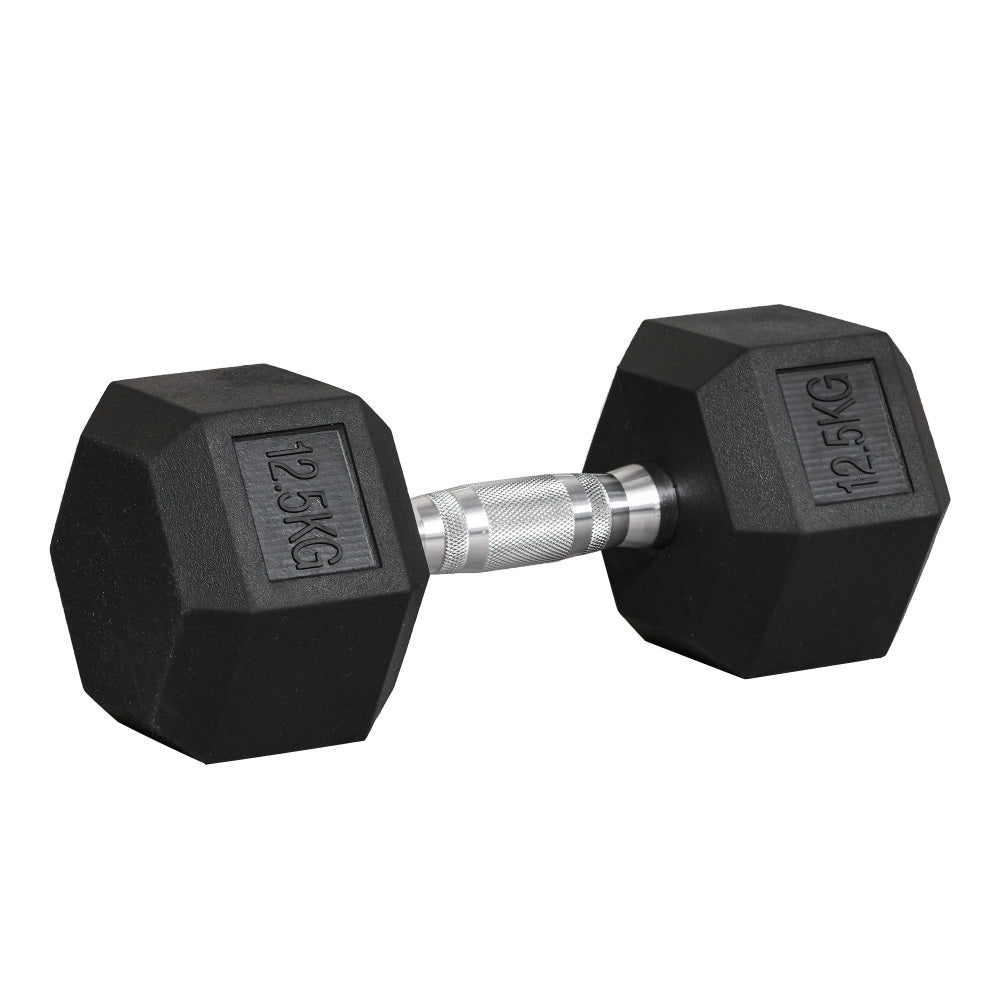 1 x Kurzhantel 12,5kg: Einzelne Hexagon-Hantel gummiert für Krafttraining