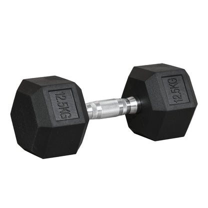 1 x Kurzhantel 12,5kg: Einzelne Hexagon-Hantel gummiert für Krafttraining