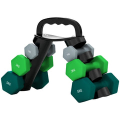 2-in-1 Hantelset: Ständer fungiert als verstellbare Kettlebell mit Hanteln