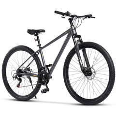 29 Zoll Mountainbike Hardtail in Schwarz mit Federgabel, Scheibenbremsen und 21-Gang-Schaltung, seitliche Gesamtansicht