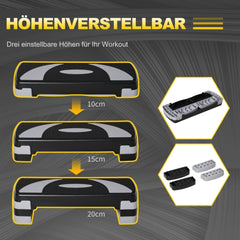 3-fach höhenverstellbarer Fitness Stepper 10cm 15cm 20cm Stecksystem
