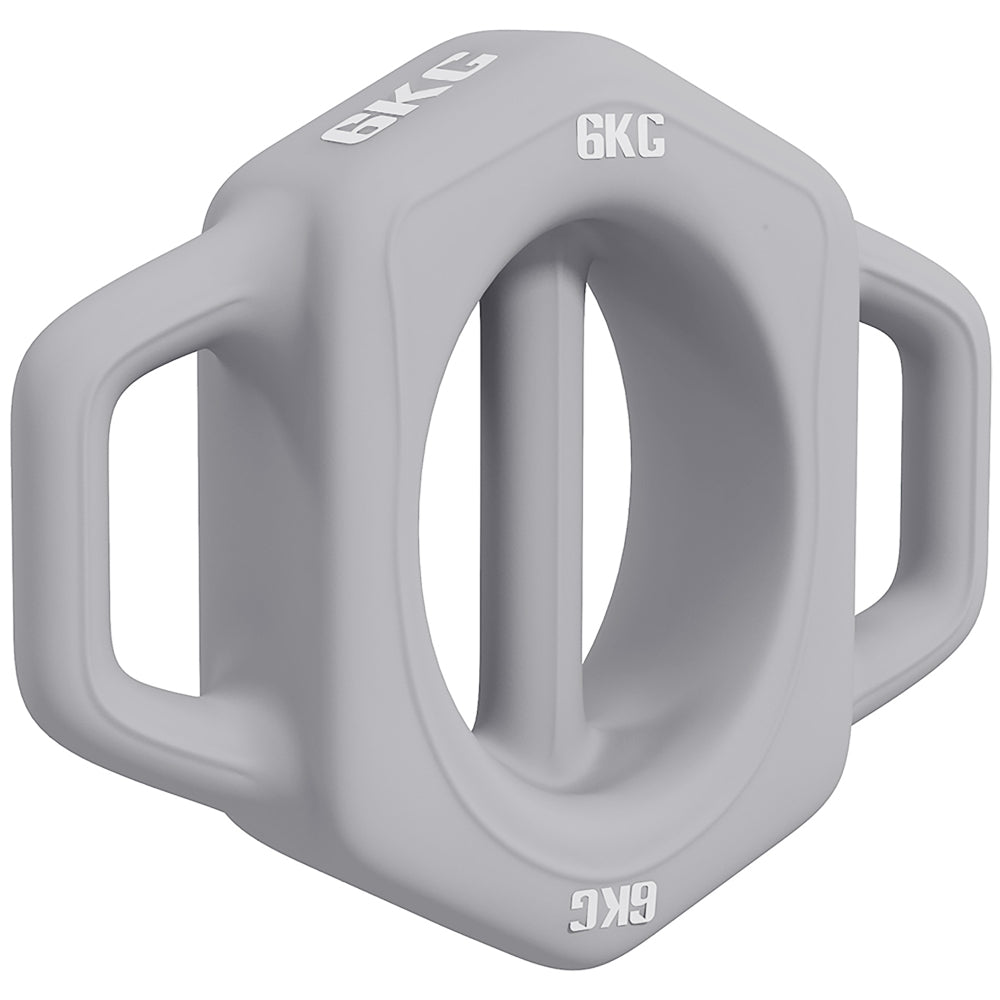 3-in-1 Multifunktionshantel 6kg: Grau, Kombination aus Hantel, Kettlebell und Scheibe
