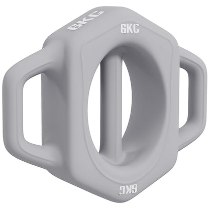 3-in-1 Multifunktionshantel 6kg: Grau, Kombination aus Hantel, Kettlebell und Scheibe