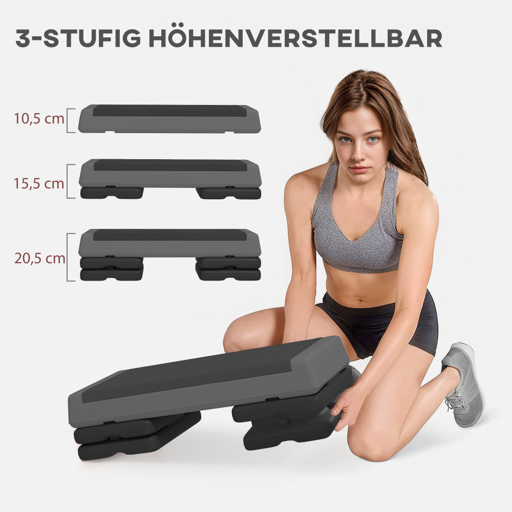 3-stufige Anpassung (10,5 / 15,5 / 20,5 cm) durch Stecksystem