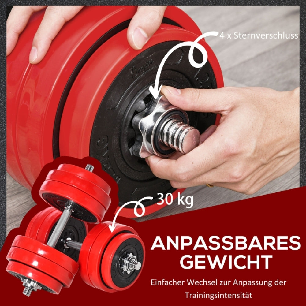 30 kg Anpassbares Gewicht: Einfacher Wechsel der Hantelscheiben