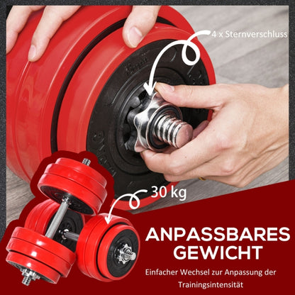 30 kg Anpassbares Gewicht: Einfacher Wechsel der Hantelscheiben