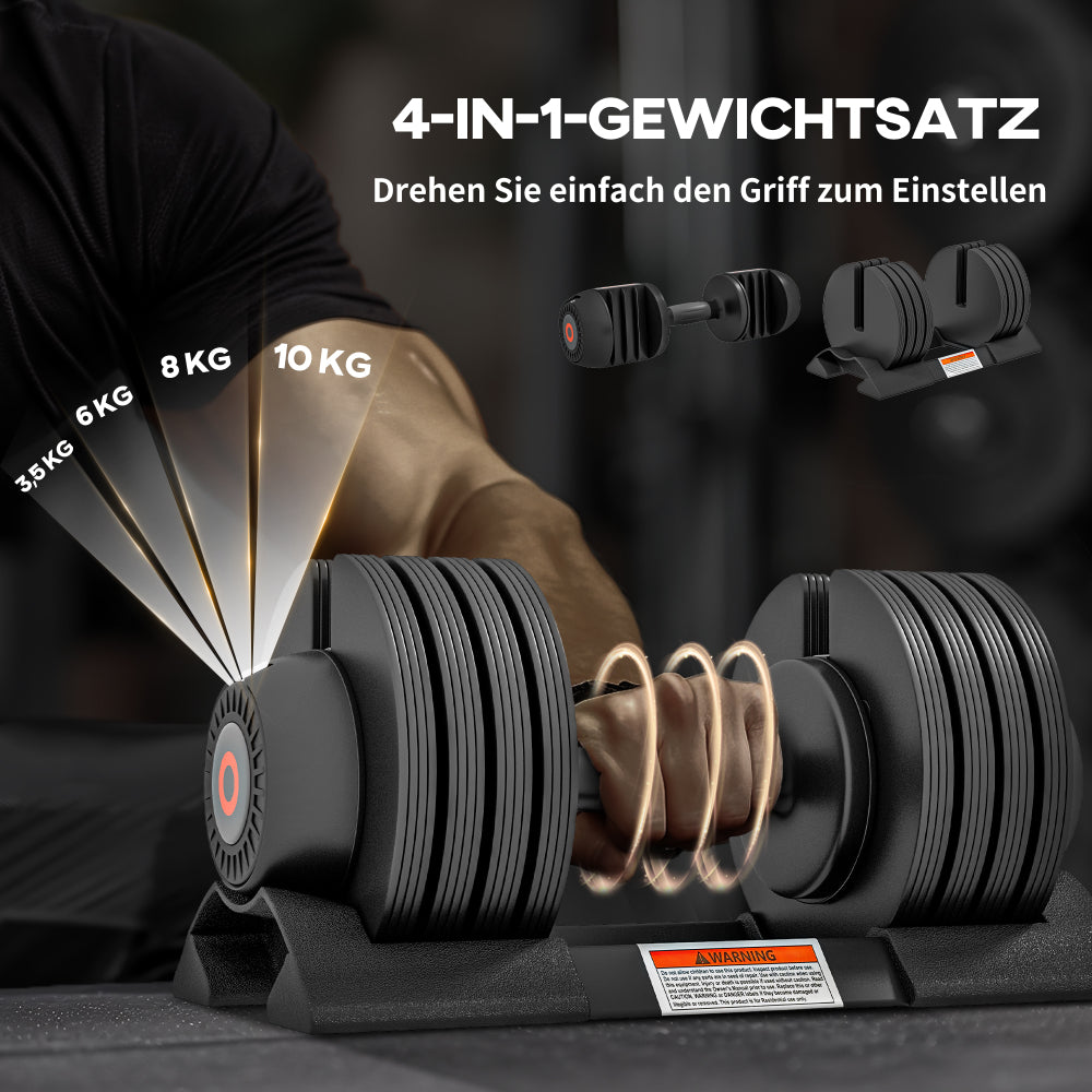 4-in-1 Gewichtssatz: Einfaches Drehen am Griff zum Einstellen (3,5-10kg)