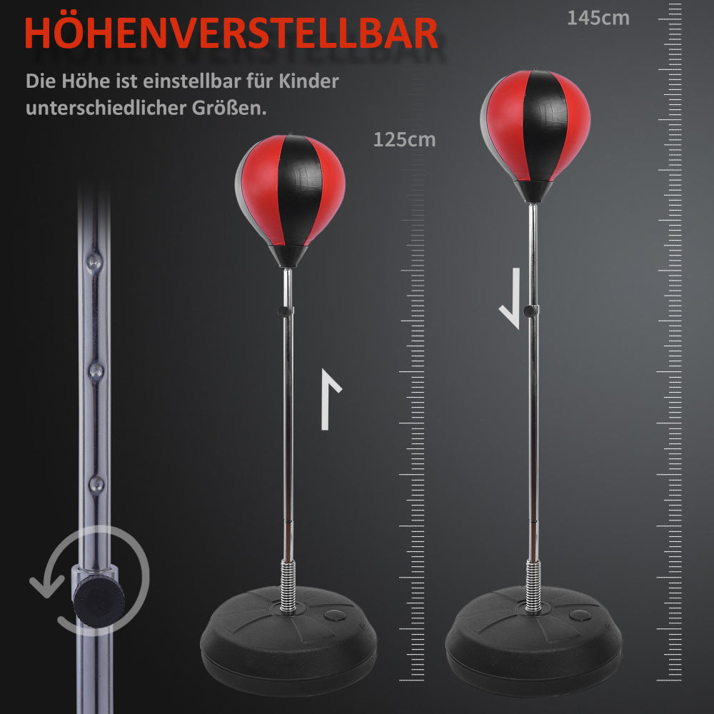 4-stufige Höhenverstellung: Der Standboxball wächst mit dem Kind (125/131/138/145 cm).