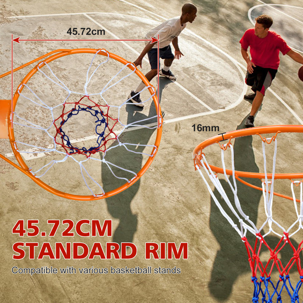 45,72 cm Standard Basketballring orange im Spieleinsatz mit Maßangabe