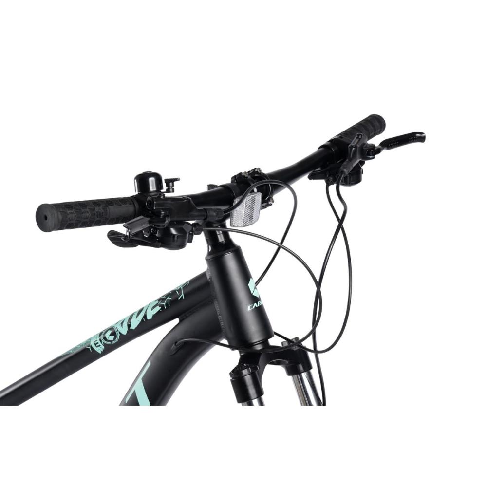 640mm MTB-Lenker mit Anti-Rutsch-Griffen und Shimano Alivio Schalthebeln.
