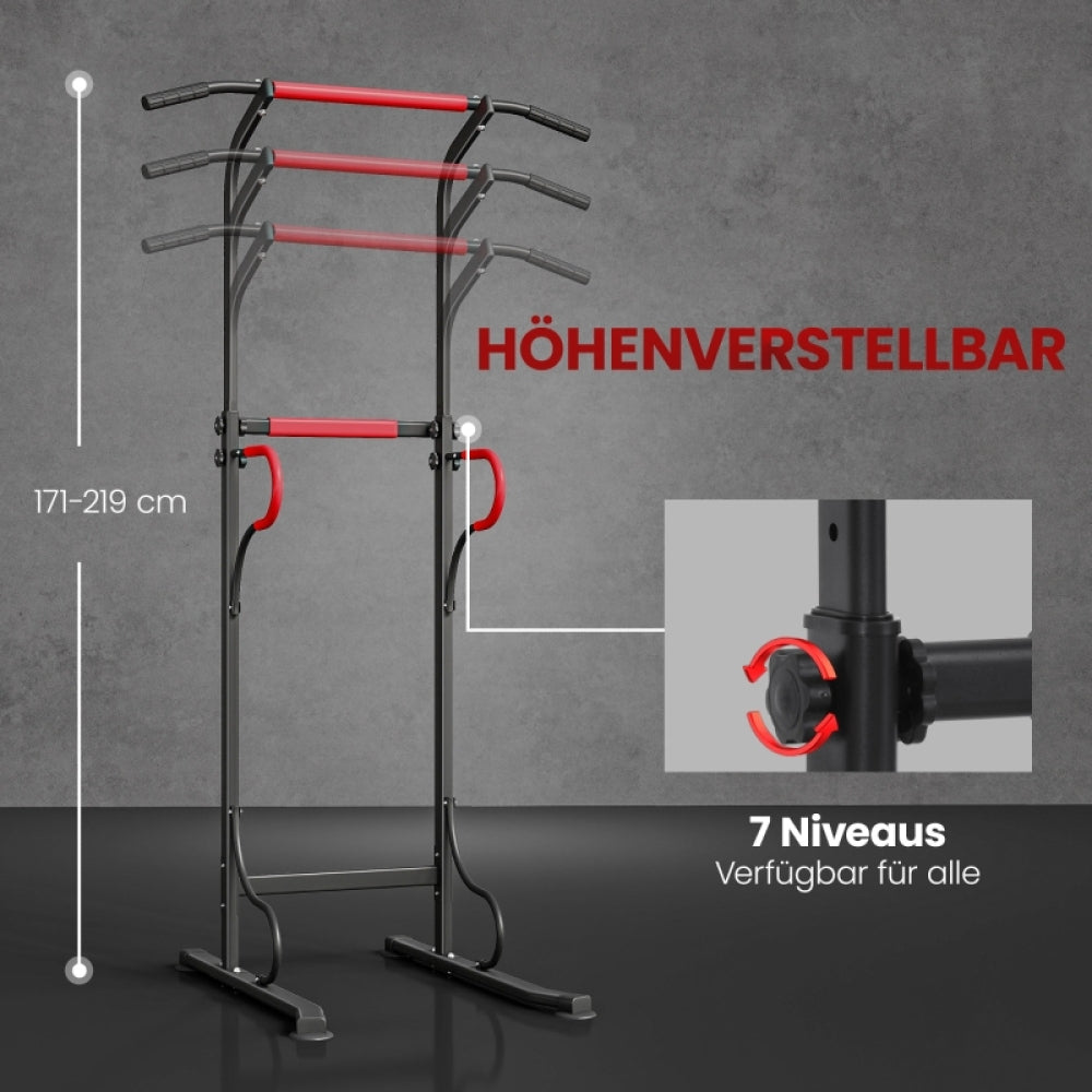 7-stufige Höhenverstellung der Klimmzugstange mit einfachem Drehverschluss.