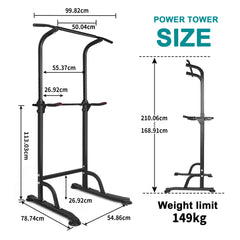 Abmessungen Power Tower: Breite 71,1 cm, Tiefe 94 cm, Belastbarkeit 149 kg.