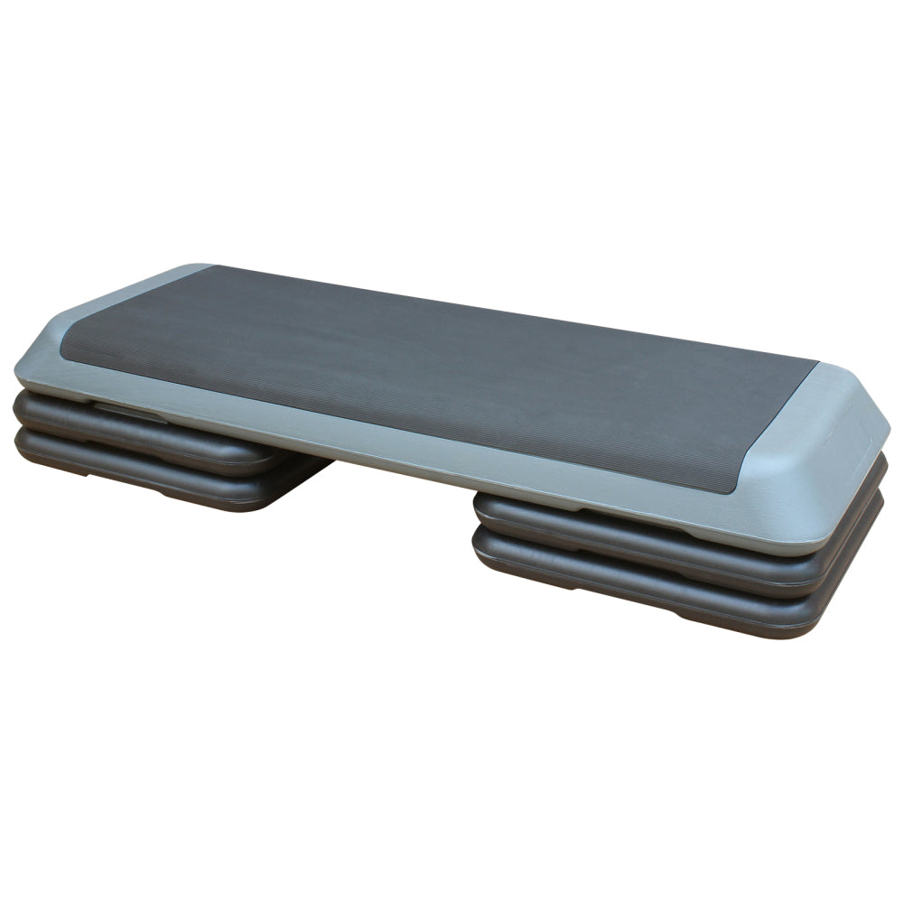 Aerobic Steppbrett XXL schwarz grau 110x40cm, professionelles Fitnessboard