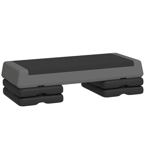 Aerobic Steppbrett grau schwarz 77x36cm, belastbar bis 250kg