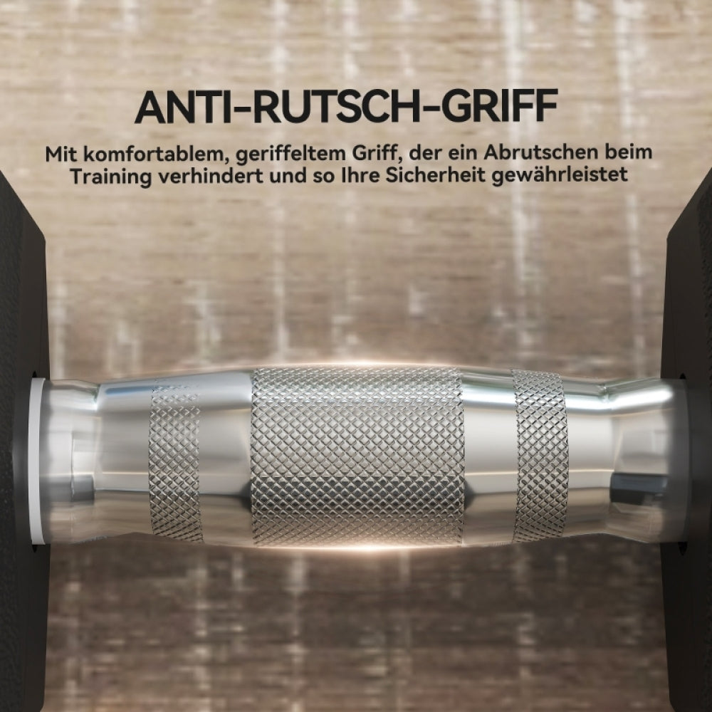 Anti-Rutsch-Griff: Gerändelter Chrom-Griff für sicheren Halt bei schweren Lasten