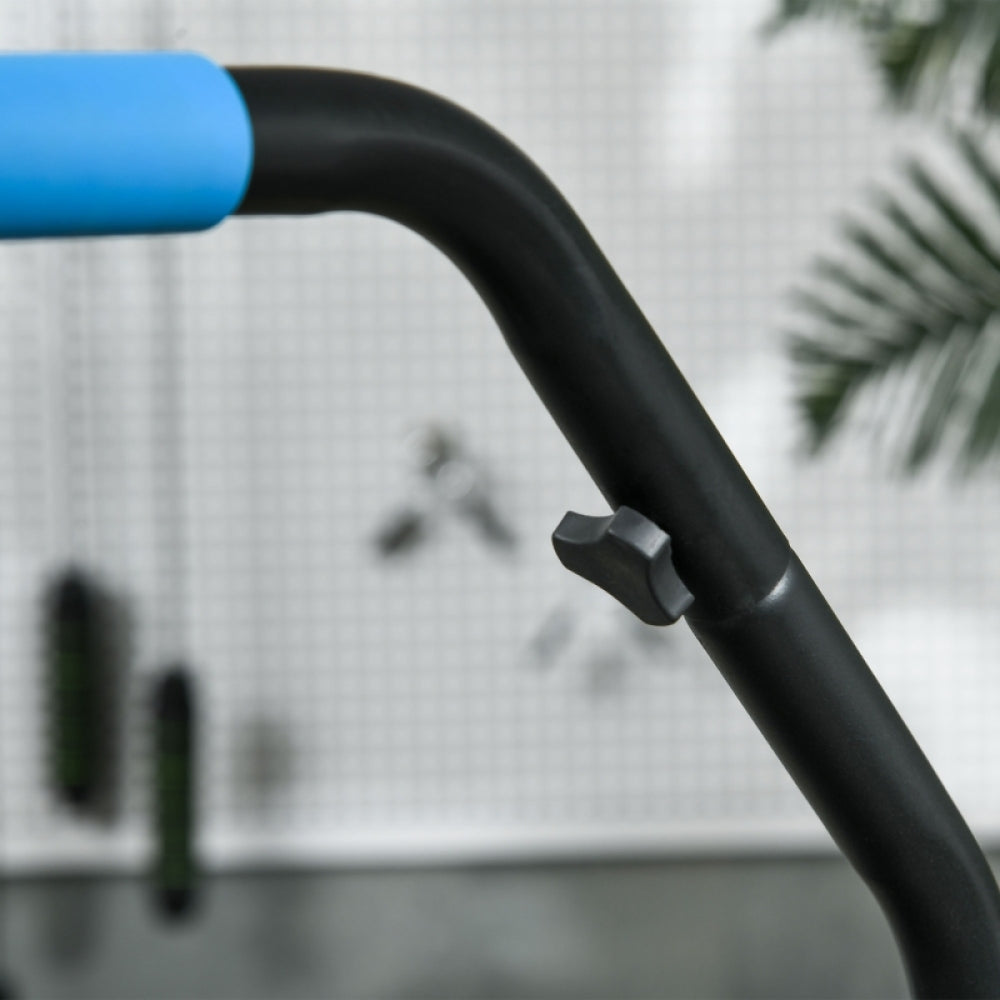 Blauer Schaumstoffgriff und Höhenverstellung Detail