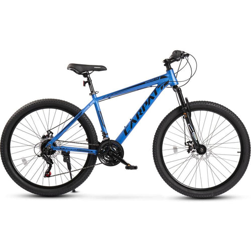 Blaues 26 Zoll Hardtail-Mountainbike mit Aluminiumrahmen und interner Kabelführung