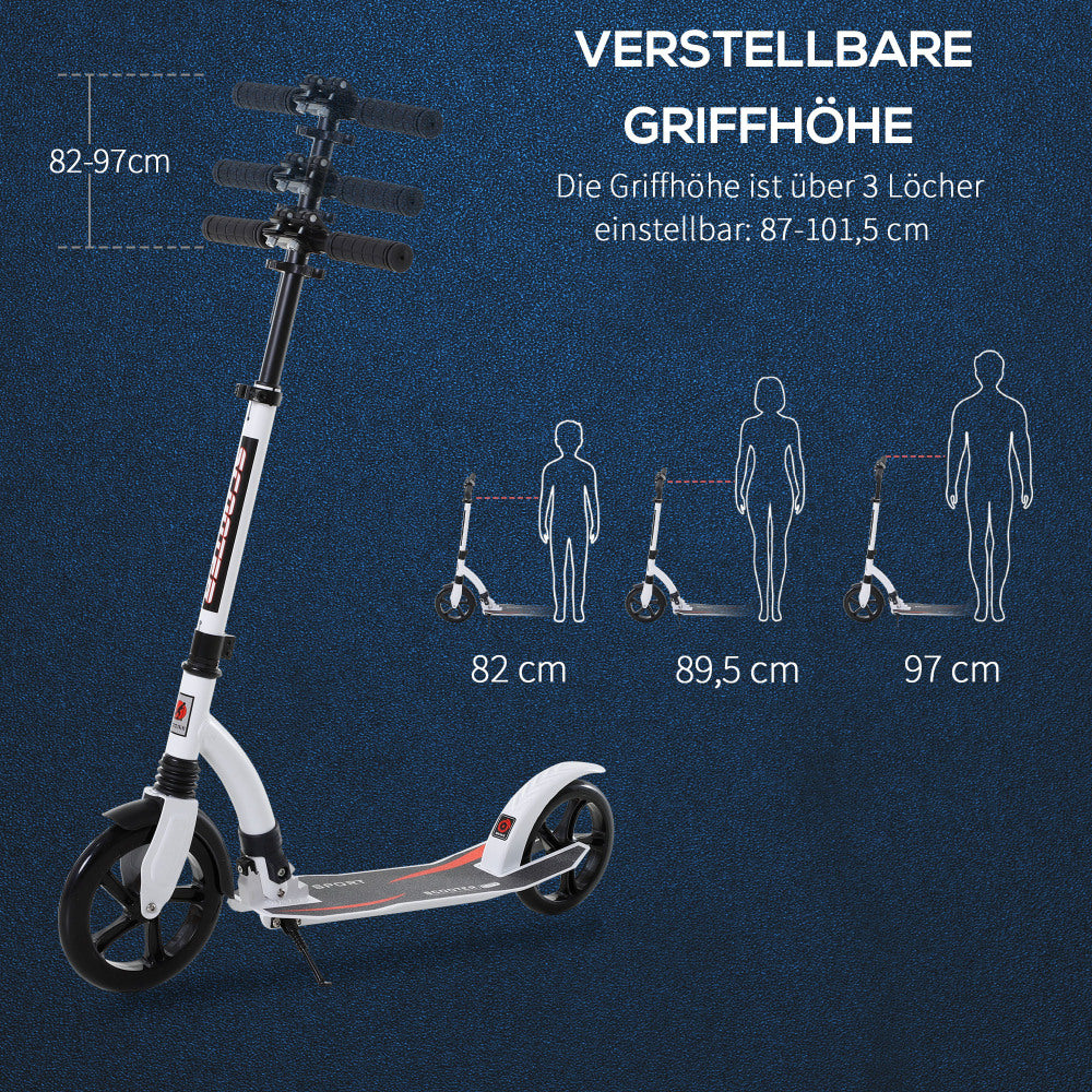 Darstellung der 3-stufigen Höhenverstellung des Lenkers für verschiedene Körpergrößen.