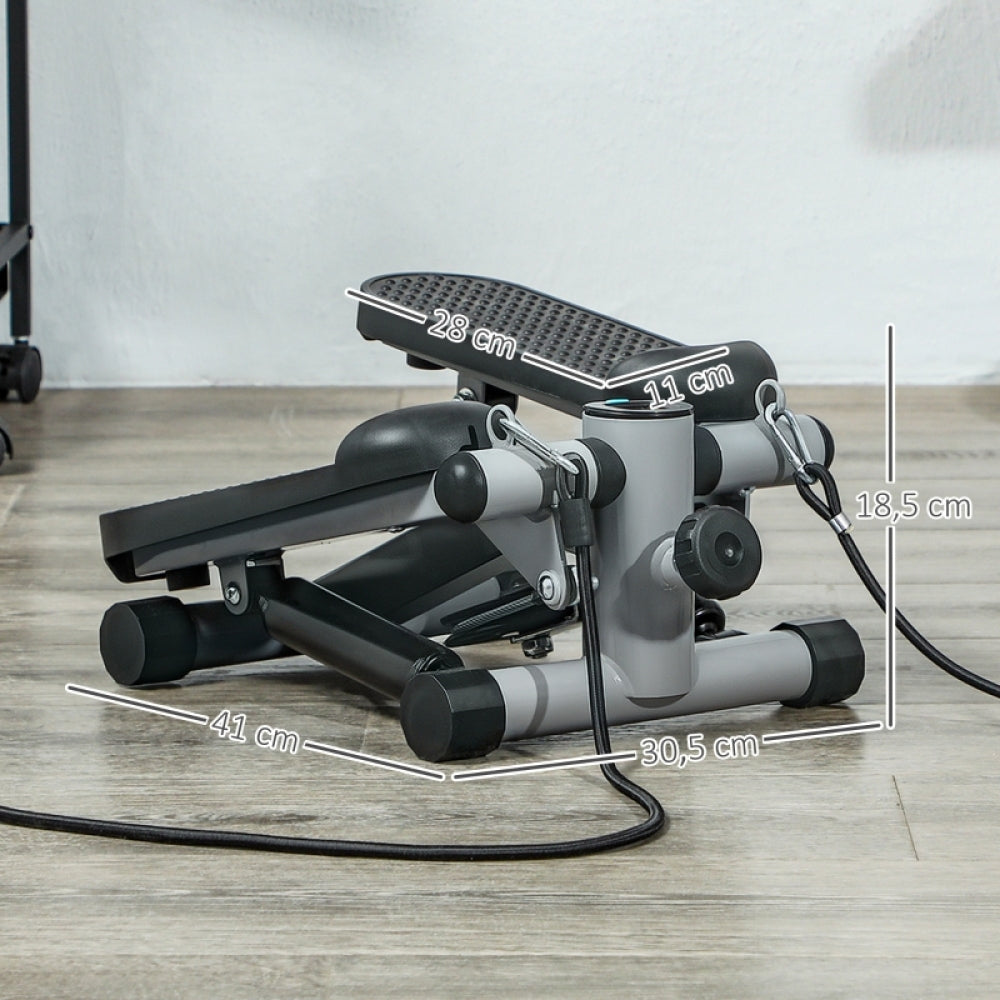 Der Stepper auf dem Boden stehend, mit Sicht auf die Hydraulikzylinder.