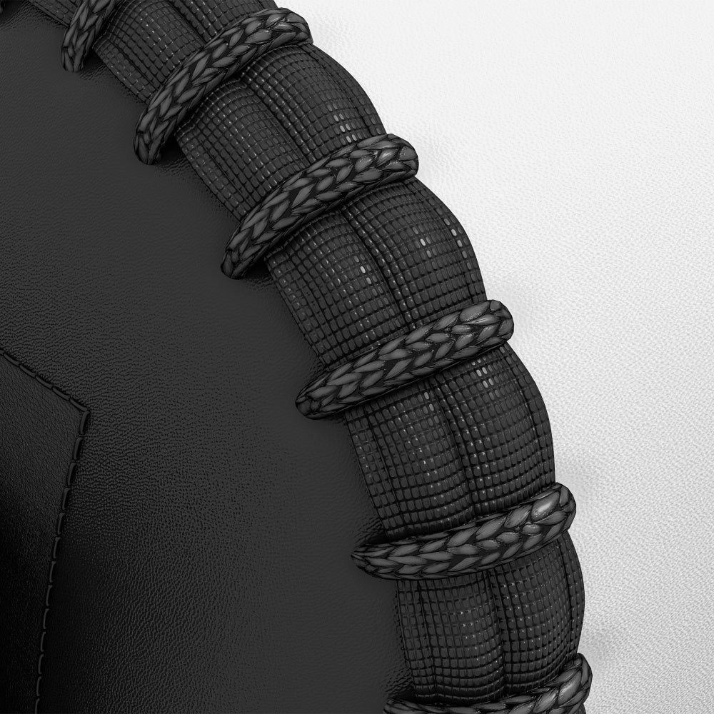 Detail der verstärkten, dicken Nähte entlang der Kante für hohe Langlebigkeit.