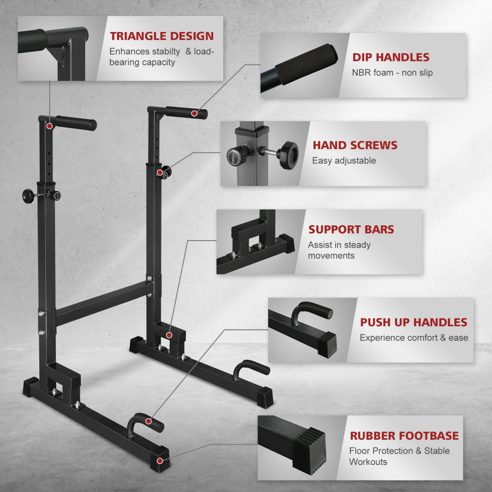 Detailansicht: Triangel-Design, Hand-Schrauben und rutschfeste Gummifüße.