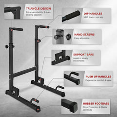 Detailansicht: Triangel-Design, Hand-Schrauben und rutschfeste Gummifüße.