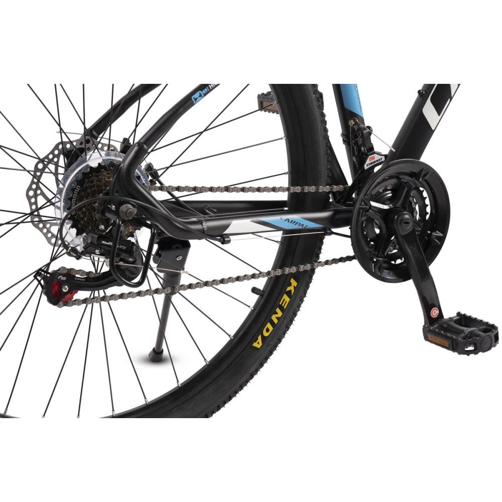 Detailansicht der 3-fach Kurbelgarnitur mit Kettenschutzring.