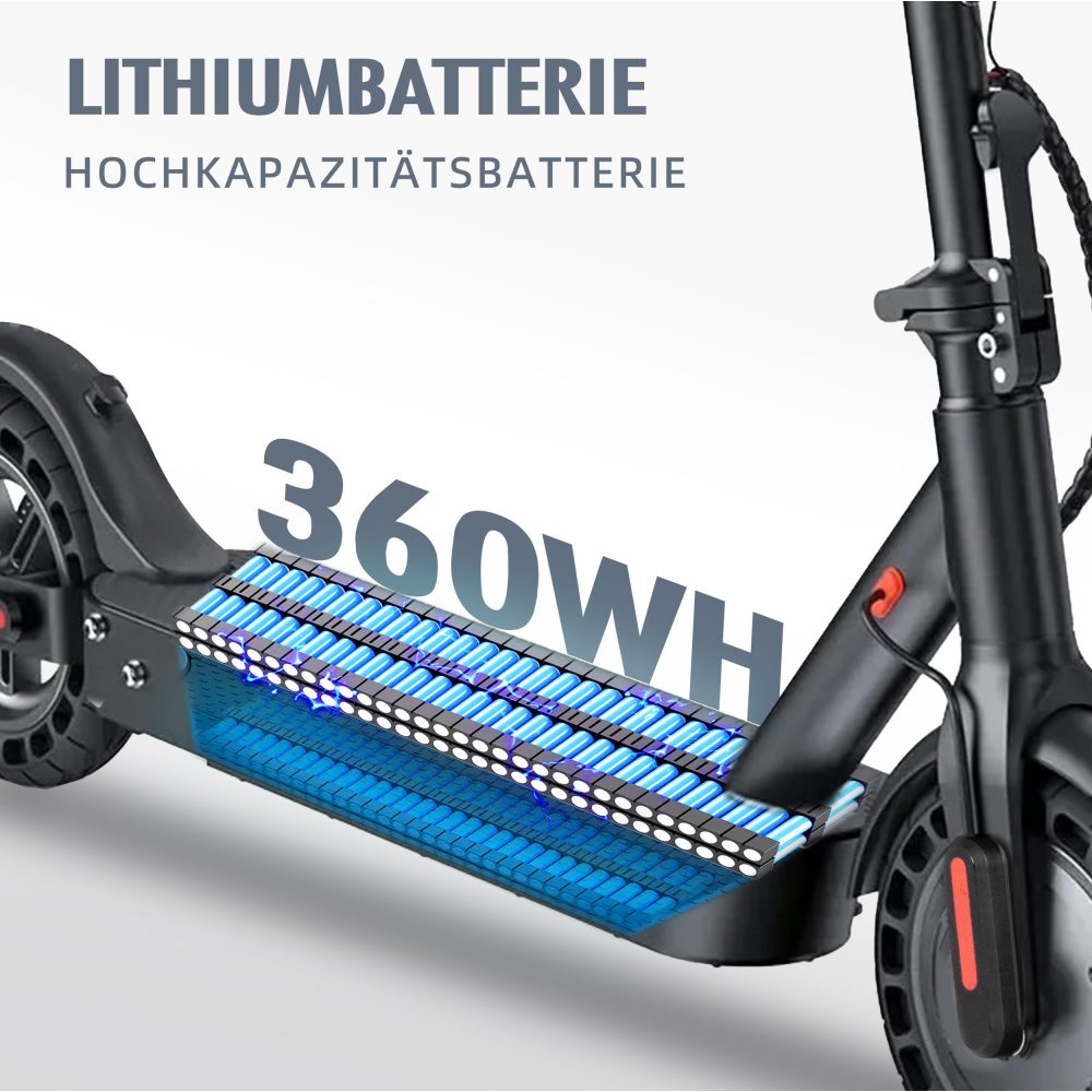 Detailansicht der Lithium-Batteriekapazität im Inneren des Trittbretts.
