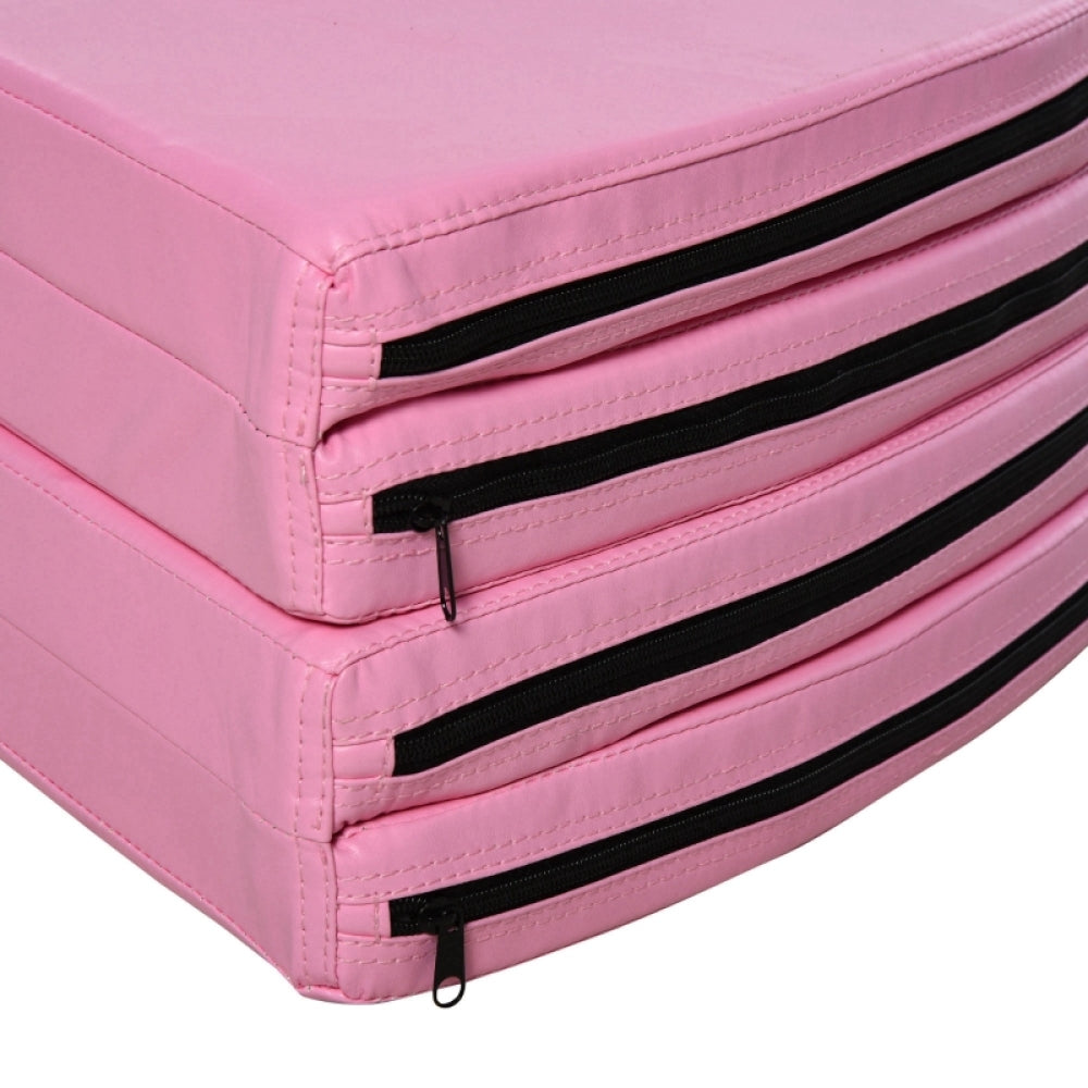 Detailansicht der hochwertigen Reißverschlüsse an den Kanten der 5 cm dicken Matte.