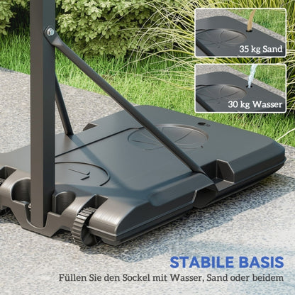 Detailansicht der schwarzen Basis, befüllbar mit Wasser/Sand, inkl. Mulde als Ballhalter.
