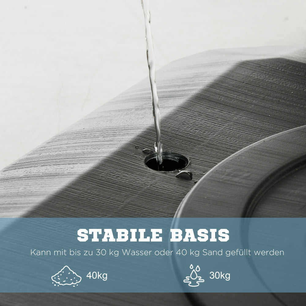 Detailansicht des Wassereinlasses an der Basis, befüllbar mit 30kg Wasser oder 40kg Sand.