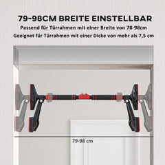 Detailgrafik zur Breitenanpassung von 78 bis 98 cm für verschiedene Türrahmen-Typen.