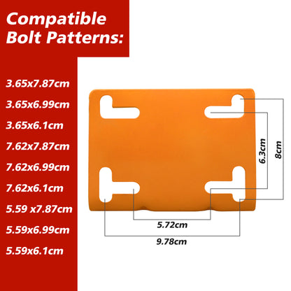 Diagramm der kompatiblen Lochabstände (Bolt Patterns) für die Montageplatte