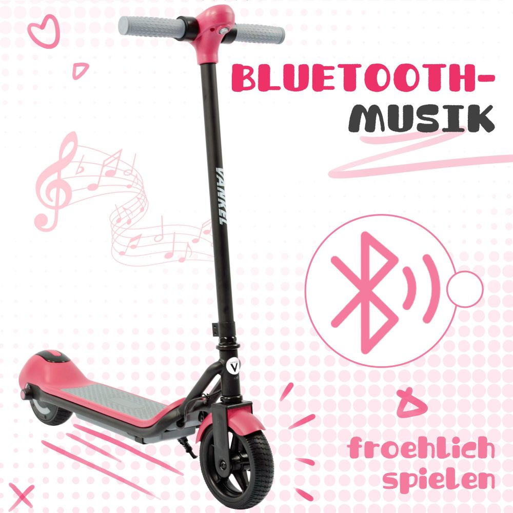 E-Scooter mit Bluetooth-Funktion zum Abspielen von Musik.