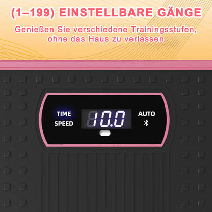 Einstellbare Gänge (1-199) auf dem Display der pinken Vibrationsplatte