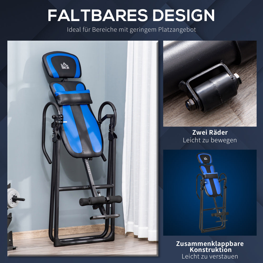 Faltbares Design: Der Rückentrainer lässt sich flach zusammenklappen und an die Wand stellen.