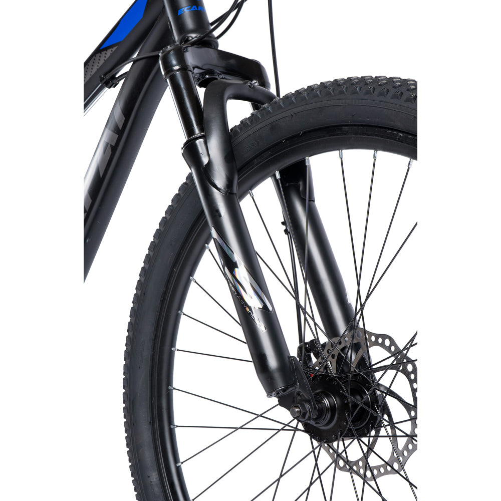 Federgabel und vordere Scheibenbremse des Zoll Fully Mountainbikes