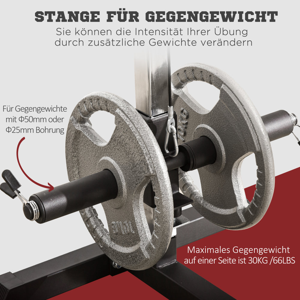 Gewichtsaufnahme: Inklusive Adapter für 25mm und 50mm Hantelscheiben.