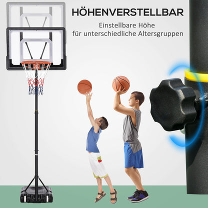 Grafik der Höhenverstellung (156-210 cm) mit Kindern unterschiedlicher Größe, bedienbar per Drehknauf.