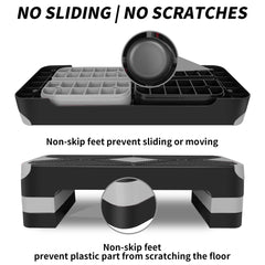 Grafik der rutschfesten Gummifüße und des Bodenschutzes (Graues Modell).