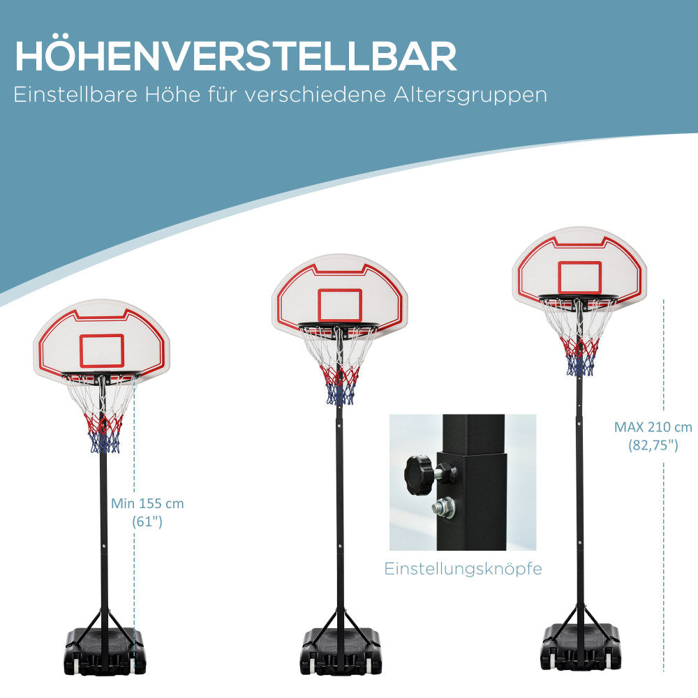Grafik zeigt die Höhenverstellung in drei Stufen, passend für verschiedene Altersgruppen.