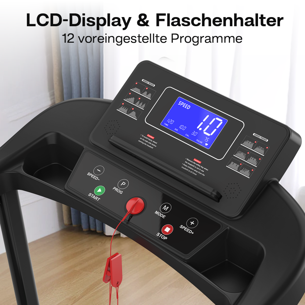 Großes LED-Display: Seniorenfreundliche Anzeige von Puls und Zeit mit Flaschenhalter