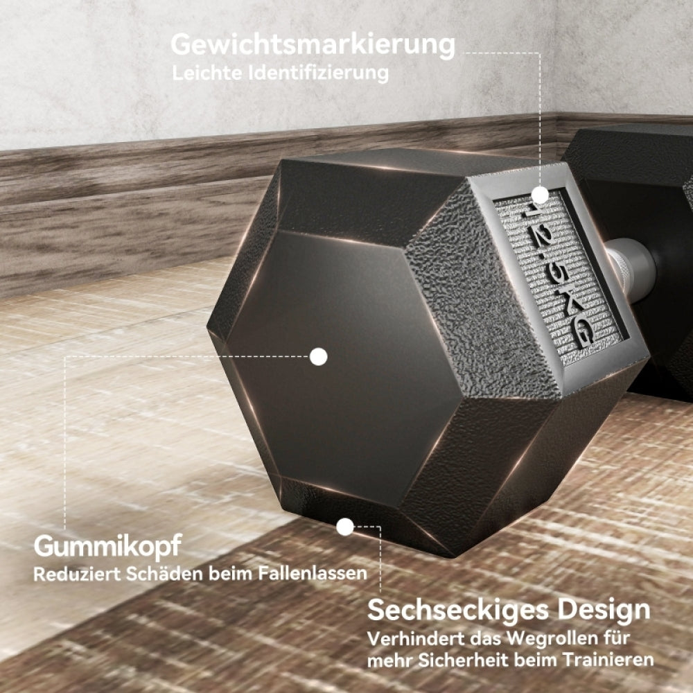 Gummikopf: Sechseckiges Design schützt Boden und verhindert Wegrollen