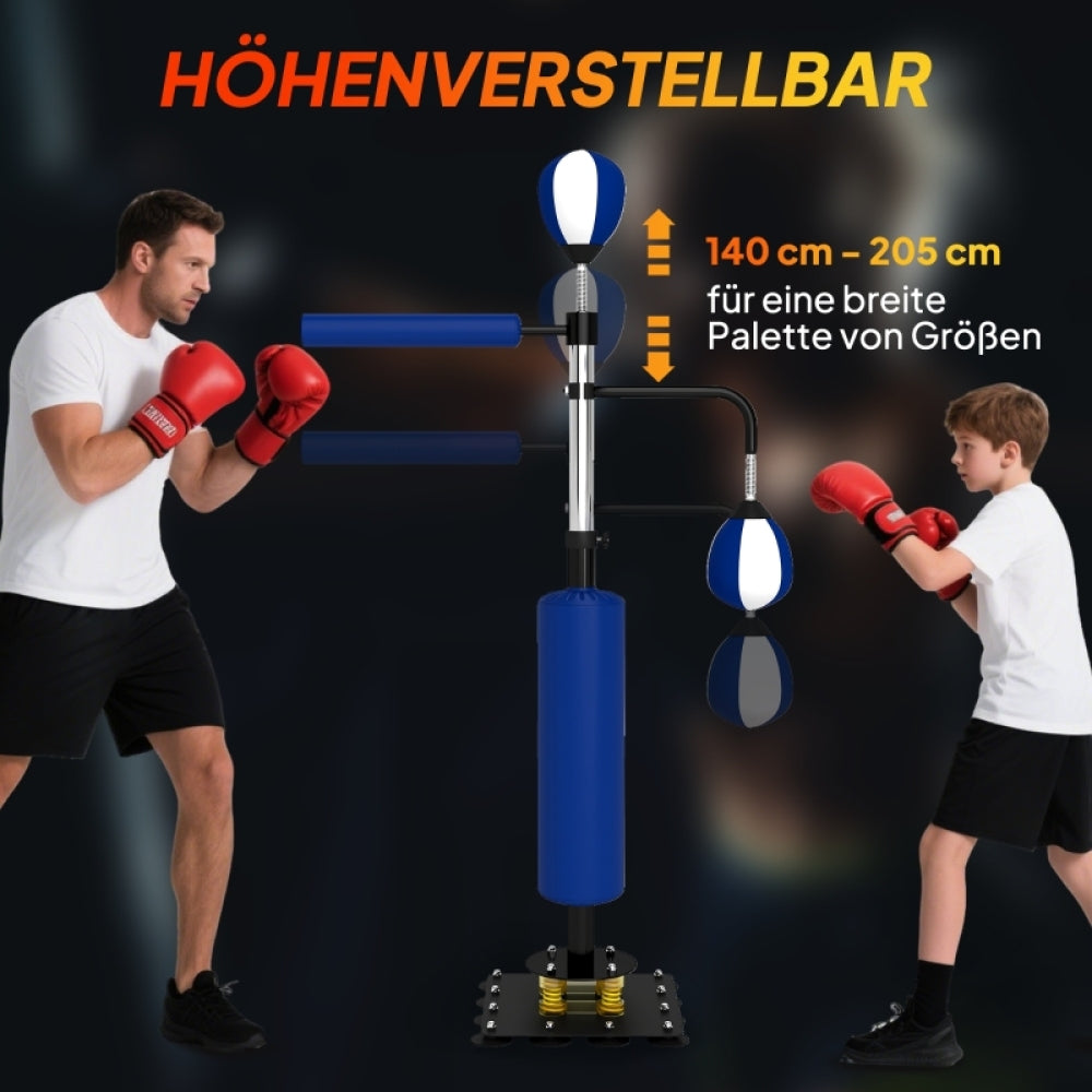 Höhenverstellbar für alle Altersklassen: Zeigt Nutzung durch Erwachsenen und Kind.