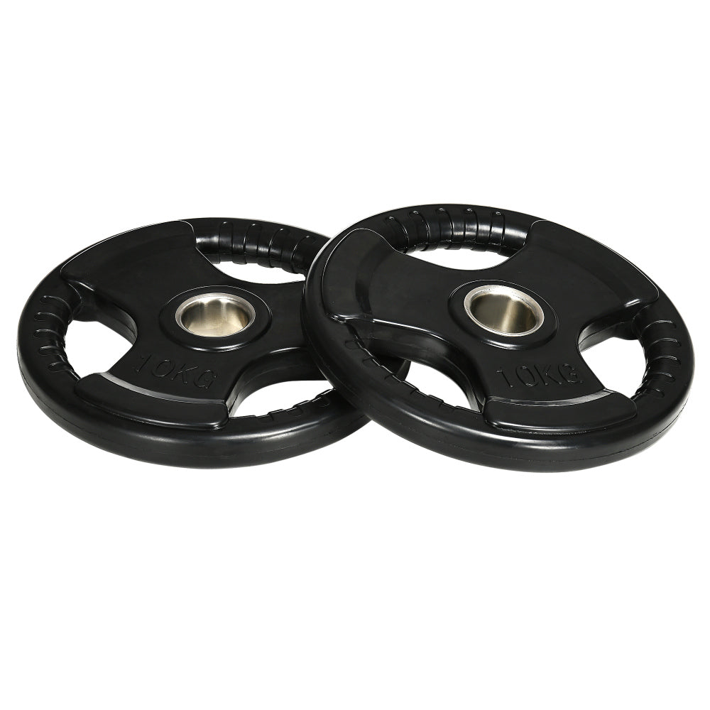Hantelscheiben 2er Set 10kg: Gummierte Gewichte mit 50mm Bohrung
