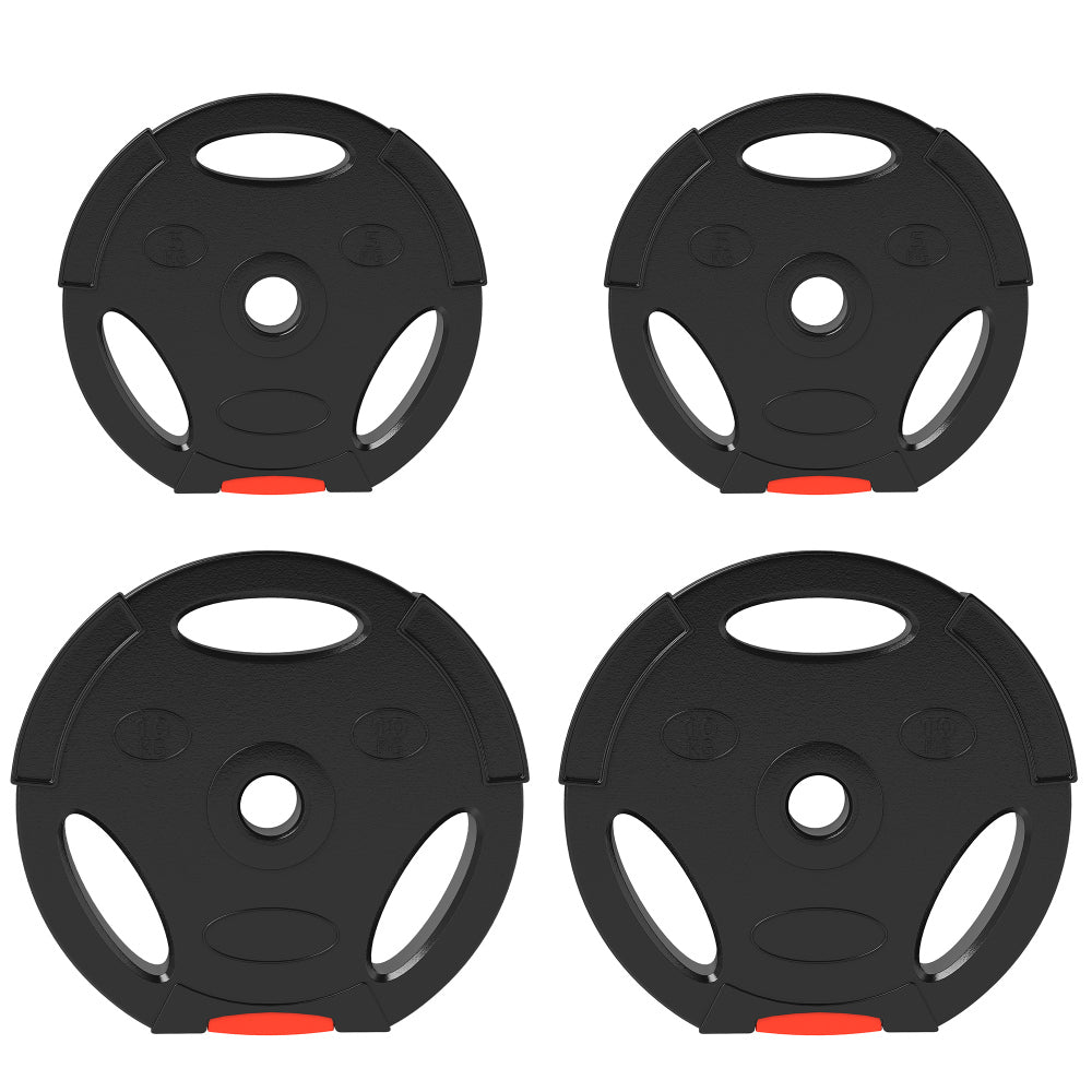 Hantelscheiben 4er Set 30kg: 2x10kg und 2x5kg Kunststoffscheiben