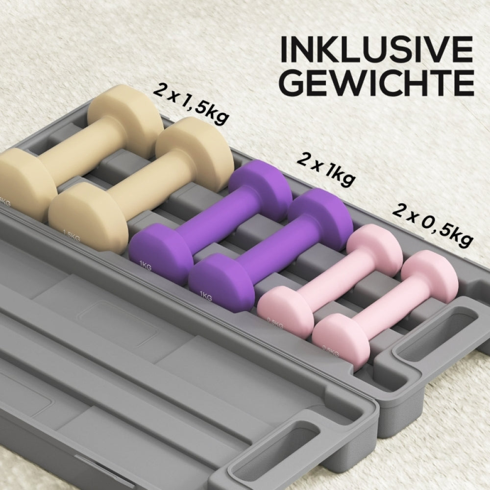 Hantelset im Koffer: Sichere Aufbewahrung für 3 Paar Kurzhanteln
