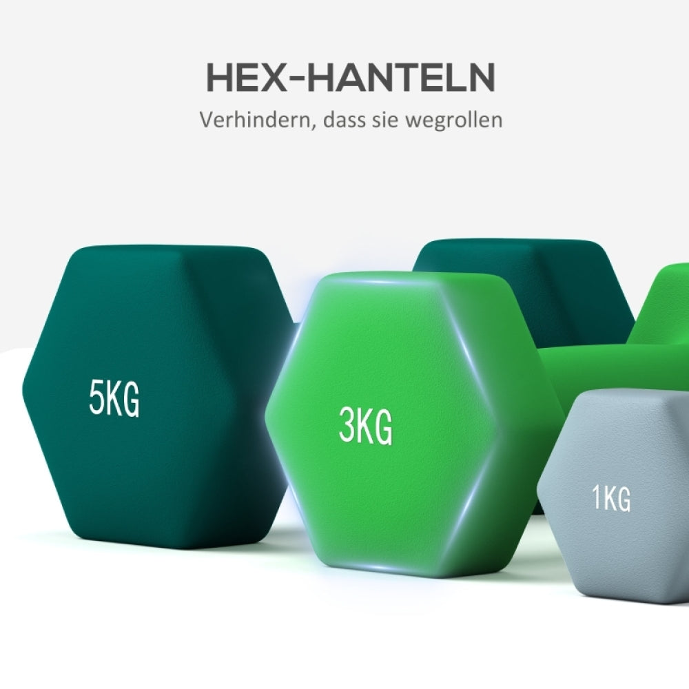 Hex-Hanteln Set: 1kg, 3kg und 5kg Hanteln mit Anti-Roll-Design