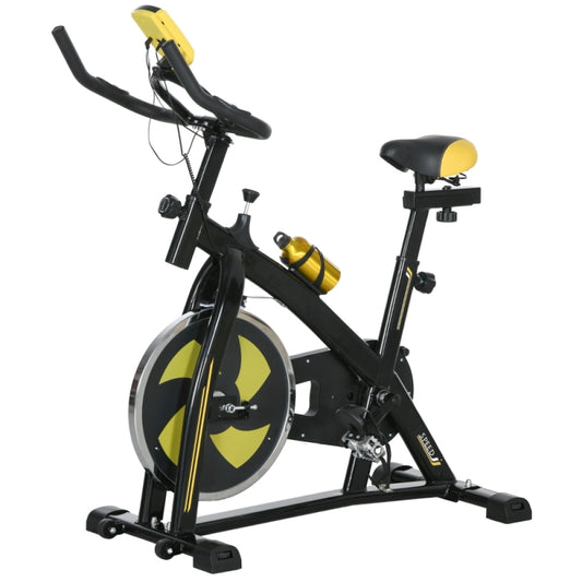 Indoor Cycling Heimtrainer Gelb: Fitnessfahrrad mit 8kg Schwungrad und LCD-Display